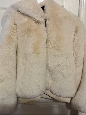 SKIMS Cream Plush Teddy Faux Fur Bomber Jacket